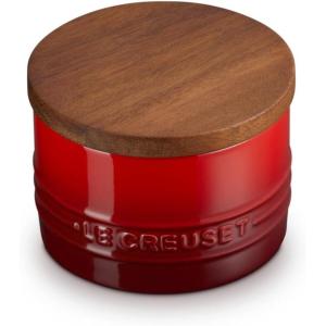 imageLe Creuset Signature Salt Cellar and Storage Canister with Wood Lid 7 oz LicoriceCerise