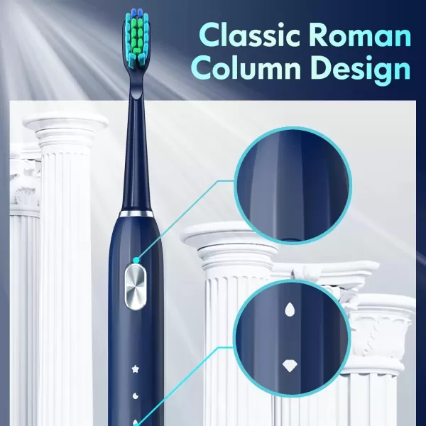 imageDADATECH Electric Toothbrush for Adults and Kids Sonic Toothbrush Rechargeable with 9 Brush Heads 5 Modes and 2 Minutes Smart Timer 4Hours Charge for 60 Days Roman Column Handle PinkBlue