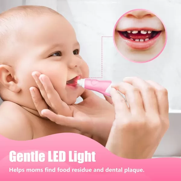 imageDADATECH Toddler Electric Toothbrush Kids Age 123 Years Old Baby Electric Toothbrush with LED Light 2 Minutes Timer 4 Vibrating Heads for Infants Toothbrush 6 to 12 Months and Up BluePink