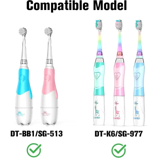 imageDadaTech BabyKids Electric Toothbrush Replacement Heads for DTBB1 DTK6 SG513 SG977  Pack of 4 RoundMedium