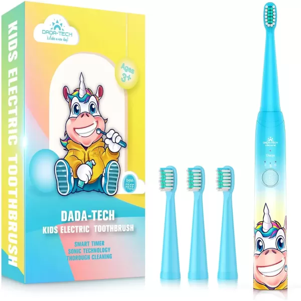 imageKids Electric Toothbrush Rechargeable Age 3561218 Year Old Dinosaur Toothbrush for Kids with Timer 3 Modes 4 Vibrating Heads Habit Stickers 31000VPM Boys Electric Toothbrush Dinosaur WhiteBlue