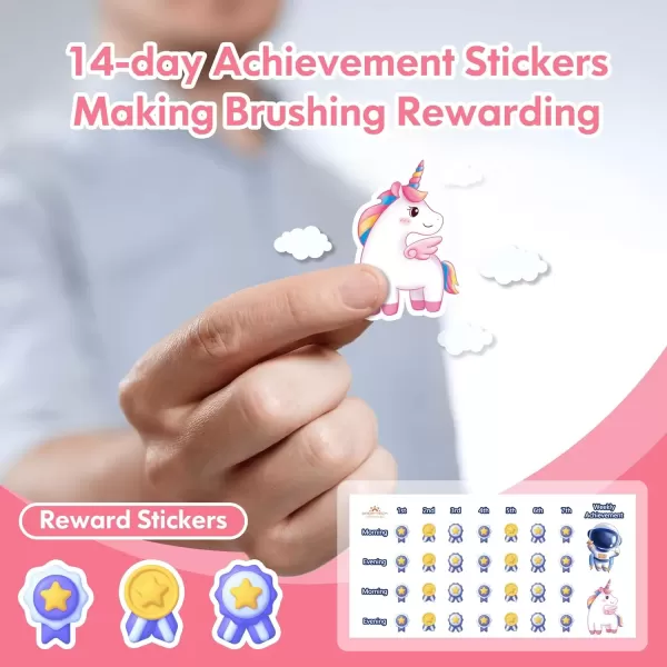 imageKids Electric Toothbrush Rechargeable Age 3561218 Year Old Dinosaur Toothbrush for Kids with Timer 3 Modes 4 Vibrating Heads Habit Stickers 31000VPM Boys Electric Toothbrush Dinosaur WhiteUnicorn New Pink
