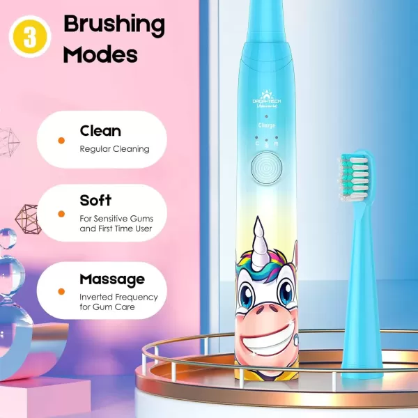 imageKids Electric Toothbrush Rechargeable Age 3561218 Year Old Dinosaur Toothbrush for Kids with Timer 3 Modes 4 Vibrating Heads Habit Stickers 31000VPM Boys Electric Toothbrush Dinosaur WhiteBlue
