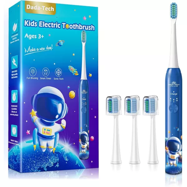 imageKids Electric Toothbrush Rechargeable Age 3561218 Year Old Dinosaur Toothbrush for Kids with Timer 3 Modes 4 Vibrating Heads Habit Stickers 31000VPM Boys Electric Toothbrush Dinosaur WhiteAstronaut Blue