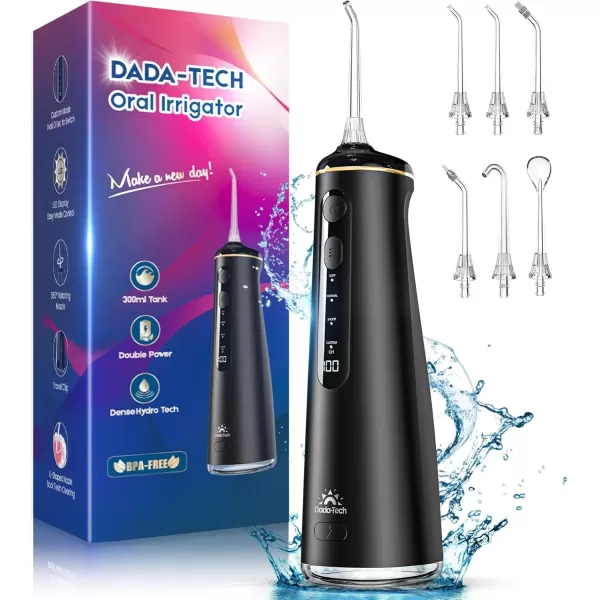 imageWater Flosser for Teeth Cordless Oral Irrigator Portable Dental Cleaner Picks with 8 DIY Modes 7 Jets 300ml Tank Braces Flossers Rechargeable BlackBlack