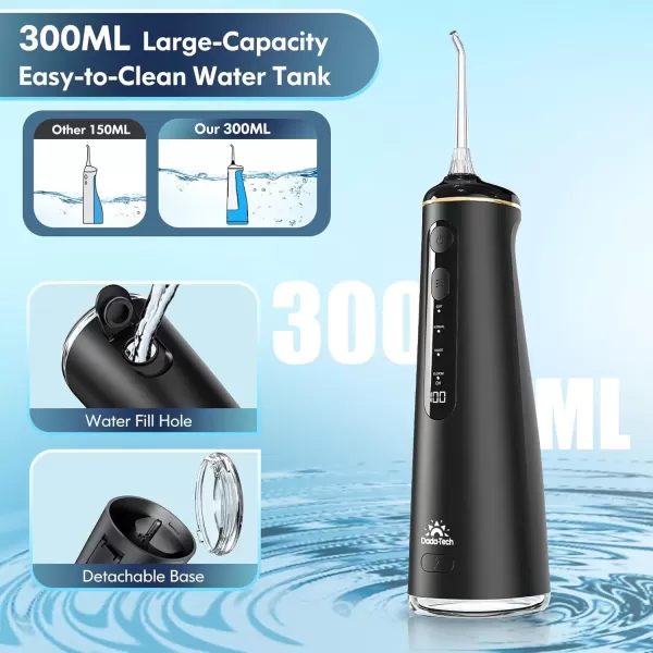 imageWater Flosser for Teeth Cordless Oral Irrigator Portable Dental Cleaner Picks with 8 DIY Modes 7 Jets 300ml Tank Braces Flossers Rechargeable BlackBlack
