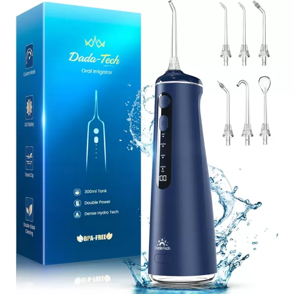 imageWater Flosser for Teeth Cordless Oral Irrigator Portable Dental Cleaner Picks with 8 DIY Modes 7 Jets 300ml Tank Braces Flossers Rechargeable BlackBlue