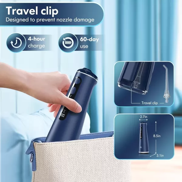 imageWater Flosser for Teeth Cordless Oral Irrigator Portable Dental Cleaner Picks with 8 DIY Modes 7 Jets 300ml Tank Braces Flossers Rechargeable BlackBlue
