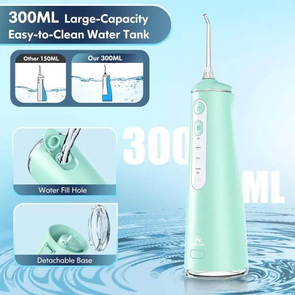 imageWater Flosser for Teeth Cordless Oral Irrigator Portable Dental Cleaner Picks with 8 DIY Modes 7 Jets 300ml Tank Braces Flossers Rechargeable BlackGreen