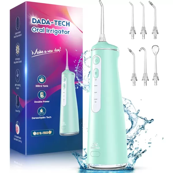 imageWater Flosser for Teeth Cordless Oral Irrigator Portable Dental Cleaner Picks with 8 DIY Modes 7 Jets 300ml Tank Braces Flossers Rechargeable BlackGreen