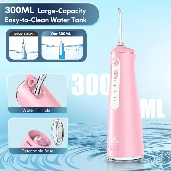 imageWater Flosser for Teeth Cordless Oral Irrigator Portable Dental Cleaner Picks with 8 DIY Modes 7 Jets 300ml Tank Braces Flossers Rechargeable BlackPink