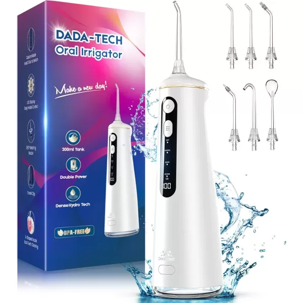 imageWater Flosser for Teeth Cordless Oral Irrigator Portable Dental Cleaner Picks with 8 DIY Modes 7 Jets 300ml Tank Braces Flossers Rechargeable BlackWhite