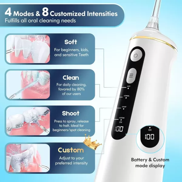 imageWater Flosser for Teeth Cordless Oral Irrigator Portable Dental Cleaner Picks with 8 DIY Modes 7 Jets 300ml Tank Braces Flossers Rechargeable BlackWhite