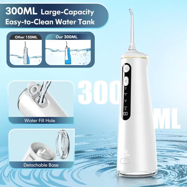 imageWater Flosser for Teeth Cordless Oral Irrigator Portable Dental Cleaner Picks with 8 DIY Modes 7 Jets 300ml Tank Braces Flossers Rechargeable BlackWhite