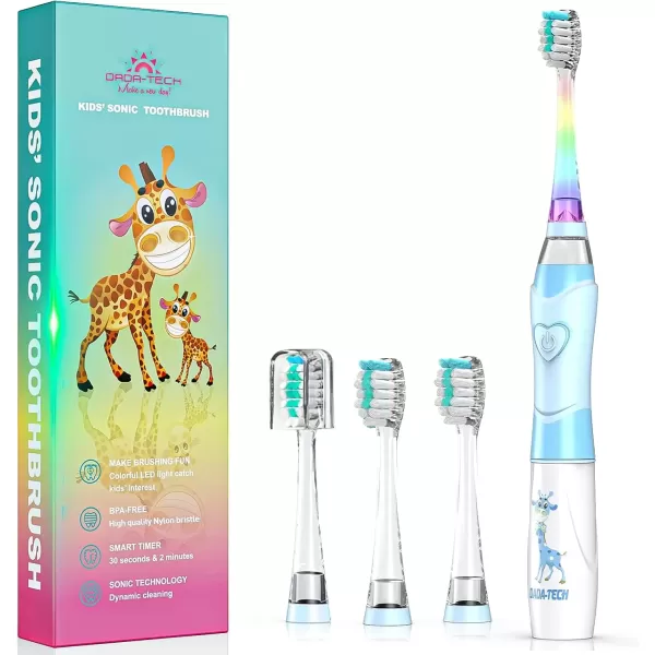 imageKids Electric Toothbrush Toddler Toothbrush Age 24812 Electric Toothbrush Kids with Timer Rainbow LED Light Up Vibrating Toothbrush Battery Operated Childrens Sonic Tooth Brush Astronauts BlueBlue