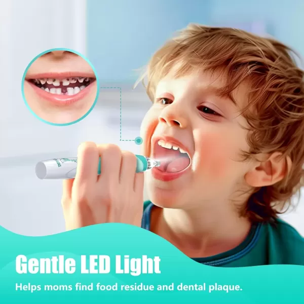 imageKids Electric Toothbrush Toddler Toothbrush Age 24812 Electric Toothbrush Kids with Timer Rainbow LED Light Up Vibrating Toothbrush Battery Operated Childrens Sonic Tooth Brush Astronauts BlueGreen
