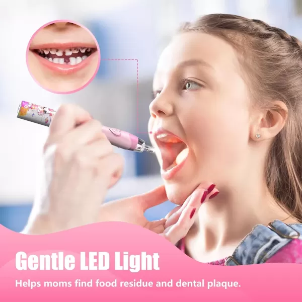 imageKids Electric Toothbrush Toddler Toothbrush Age 24812 Electric Toothbrush Kids with Timer Rainbow LED Light Up Vibrating Toothbrush Battery Operated Childrens Sonic Tooth Brush Astronauts BlueRabbit Pink