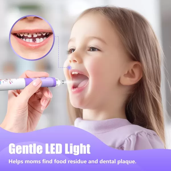 imageKids Electric Toothbrush Toddler Toothbrush Age 24812 Electric Toothbrush Kids with Timer Rainbow LED Light Up Vibrating Toothbrush Battery Operated Childrens Sonic Tooth Brush Astronauts BlueRabbit Purple