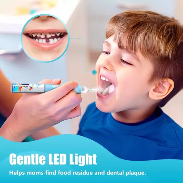 imageKids Electric Toothbrush Toddler Toothbrush Age 24812 Electric Toothbrush Kids with Timer Rainbow LED Light Up Vibrating Toothbrush Battery Operated Childrens Sonic Tooth Brush Astronauts BlueAstronauts Blue