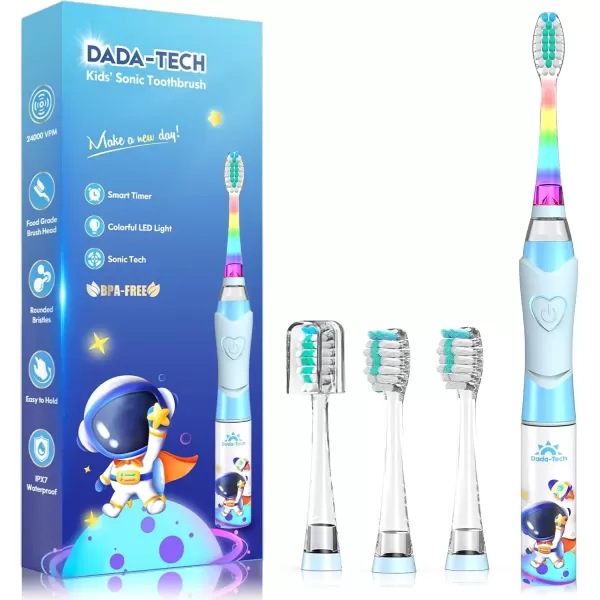 imageKids Electric Toothbrush Toddler Toothbrush Age 24812 Electric Toothbrush Kids with Timer Rainbow LED Light Up Vibrating Toothbrush Battery Operated Childrens Sonic Tooth Brush Astronauts BlueAstronauts Blue