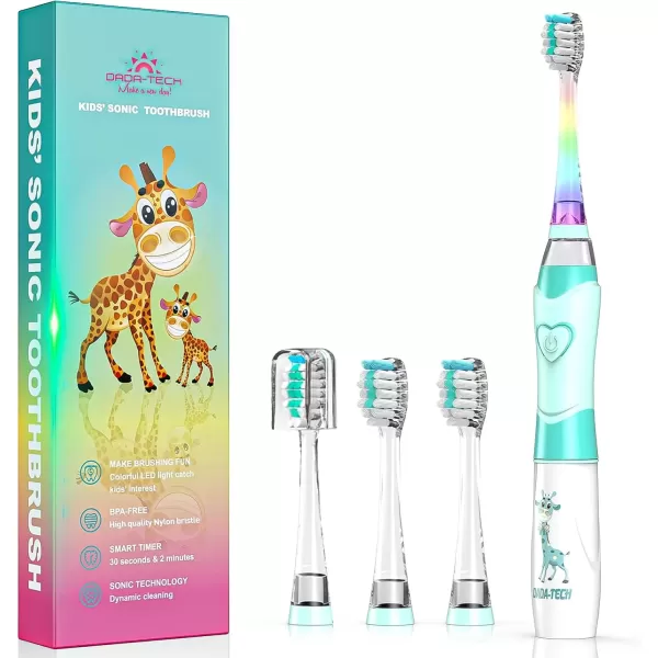 imageKids Electric Toothbrush Toddler Toothbrush Age 24812 Electric Toothbrush Kids with Timer Rainbow LED Light Up Vibrating Toothbrush Battery Operated Childrens Sonic Tooth Brush Astronauts BlueGreen