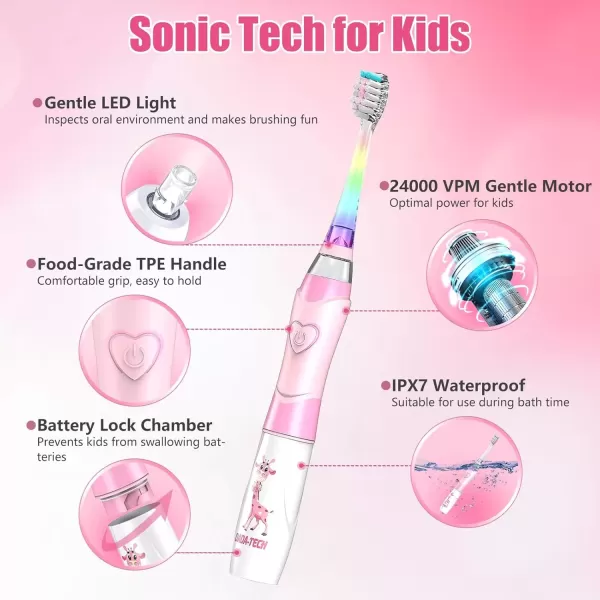 imageKids Electric Toothbrush Toddler Toothbrush Age 24812 Electric Toothbrush Kids with Timer Rainbow LED Light Up Vibrating Toothbrush Battery Operated Childrens Sonic Tooth Brush Astronauts BluePink