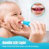 imageDADATECH Toddler Electric Toothbrush Kids Age 123 Years Old Baby Electric Toothbrush with LED Light 2 Minutes Timer 4 Vibrating Heads for Infants Toothbrush 6 to 12 Months and Up BlueBlue Penguin