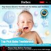imageDADATECH Toddler Electric Toothbrush Kids Age 123 Years Old Baby Electric Toothbrush with LED Light 2 Minutes Timer 4 Vibrating Heads for Infants Toothbrush 6 to 12 Months and Up BlueBlue Penguin
