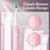 imageDADATECH Electric Toothbrush for Adults and Kids Sonic Toothbrush Rechargeable with 9 Brush Heads 5 Modes and 2 Minutes Smart Timer 4Hours Charge for 60 Days Roman Column Handle PinkPink New
