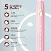 imageDADATECH Electric Toothbrush for Adults and Kids Sonic Toothbrush Rechargeable with 9 Brush Heads 5 Modes and 2 Minutes Smart Timer 4Hours Charge for 60 Days Roman Column Handle PinkPink New