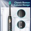 imageDADATECH Electric Toothbrush for Adults and Kids Sonic Toothbrush Rechargeable with 9 Brush Heads 5 Modes and 2 Minutes Smart Timer 4Hours Charge for 60 Days Roman Column Handle PinkBlacknew