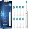 imageDADATECH Electric Toothbrush for Adults and Kids Sonic Toothbrush Rechargeable with 9 Brush Heads 5 Modes and 2 Minutes Smart Timer 4Hours Charge for 60 Days Roman Column Handle PinkWhite New