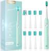 imageDADATECH Electric Toothbrush for Adults and Kids Sonic Toothbrush Rechargeable with 9 Brush Heads 5 Modes and 2 Minutes Smart Timer 4Hours Charge for 60 Days Roman Column Handle PinkGreen New