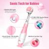 imageDADATECH Toddler Electric Toothbrush Kids Age 123 Years Old Baby Electric Toothbrush with LED Light 2 Minutes Timer 4 Vibrating Heads for Infants Toothbrush 6 to 12 Months and UpPink AstronautPink Astronaut