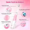 imageDADATECH Toddler Electric Toothbrush Kids Age 123 Years Old Baby Electric Toothbrush with LED Light 2 Minutes Timer 4 Vibrating Heads for Infants Toothbrush 6 to 12 Months and UpPink AstronautPink Penguin
