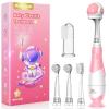 imageDADATECH Toddler Electric Toothbrush Kids Age 123 Years Old Baby Electric Toothbrush with LED Light 2 Minutes Timer 4 Vibrating Heads for Infants Toothbrush 6 to 12 Months and UpPink AstronautPink Astronaut
