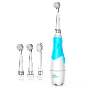 imageDADATECH Toddler Electric Toothbrush Kids Age 123 Years Old Baby Electric Toothbrush with LED Light 2 Minutes Timer 4 Vibrating Heads for Infants Toothbrush 6 to 12 Months and UpPink AstronautToddler Blue
