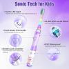 imageKids Electric Toothbrush Toddler Toothbrush Age 24812 Electric Toothbrush Kids with Timer Rainbow LED Light Up Vibrating Toothbrush Battery Operated Childrens Sonic Tooth Brush Green GiraffeRabbit Purple