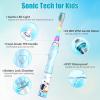 imageKids Electric Toothbrush Toddler Toothbrush Age 24812 Electric Toothbrush Kids with Timer Rainbow LED Light Up Vibrating Toothbrush Battery Operated Childrens Sonic Tooth Brush Green GiraffeAstronauts Blue