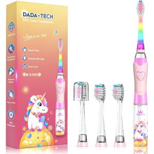 imageKids Electric Toothbrush Toddler Toothbrush Age 24812 Electric Toothbrush Kids with Timer Rainbow LED Light Up Vibrating Toothbrush Battery Operated Childrens Sonic Tooth Brush Green GiraffeUnicorn Pink