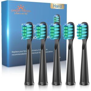 imageDadaTech Electric Toothbrush Replacement Heads for DT22  Pack of 5 White Soft 0152mmCharcoal Black Hard 0178mm