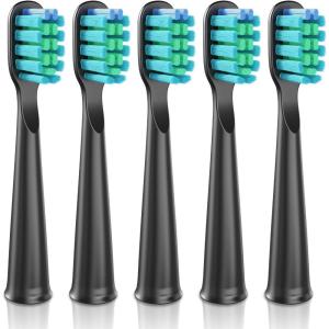 imageDadaTech Electric Toothbrush Replacement Heads for DT22  Pack of 5 White Soft 0152mmPure Black Soft 0152mm