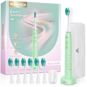 imagePink Electric Toothbrush for Adults Rechargeable Sonic Toothbrush Ultrasonic Toothbrush with Travel Case Holder ampamp 7 Brush Heads 6 Modes ampamp 3 Intensities 2Minute Timer PinkGreen