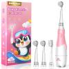 image:imageDADATECH Toddler Electric Toothbrush Kids Age 123 Years Old Baby Electric Toothbrush with LED Light 2 Minutes Timer 4 Vibrating Heads for Infants Toothbrush 6 to 12 Months and Up Pink PenguinPink Penguin