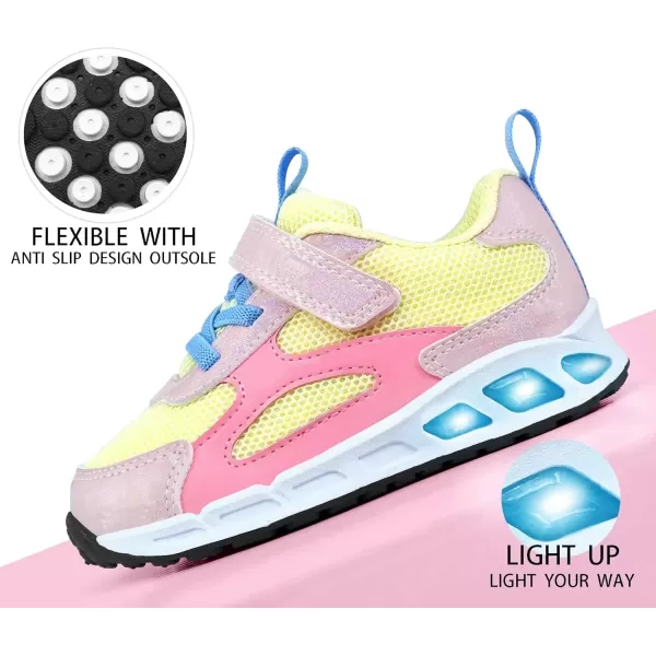 imageSKYWHEEL Boys Girls Sneakers Light up for Toddler Size 5 to Little Kids Size 2Beige Yellow Light Up Shoes Toddler
