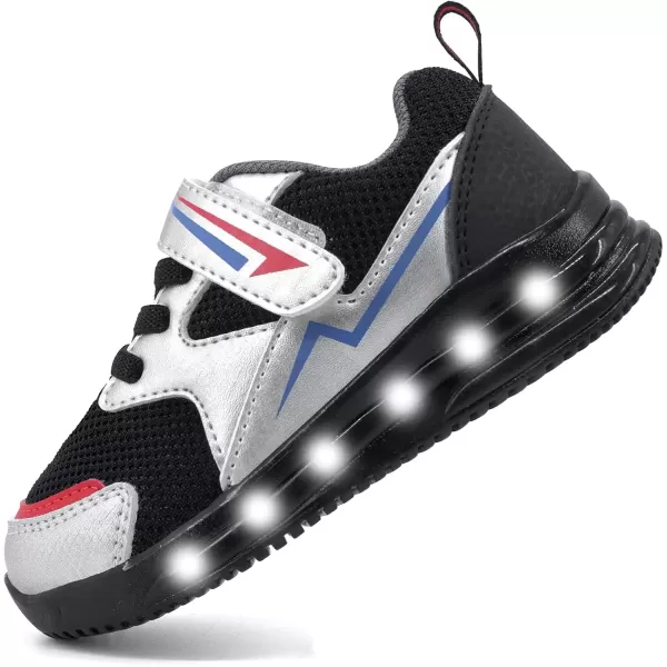 imageSKYWHEEL Boys Girls Sneakers Light up for Toddler Size 5 to Little Kids Size 2Black Light Up Shoes