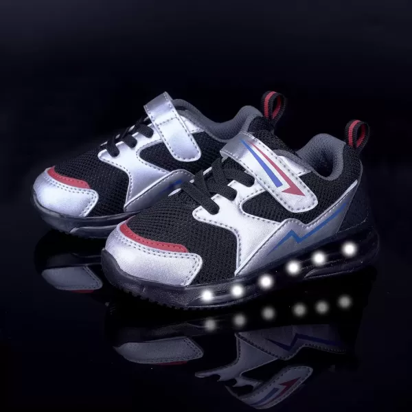 imageSKYWHEEL Boys Girls Sneakers Light up for Toddler Size 5 to Little Kids Size 2Black Light Up Shoes
