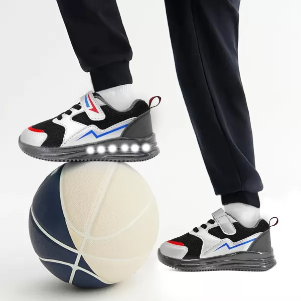 imageSKYWHEEL Boys Girls Sneakers Light up for Toddler Size 5 to Little Kids Size 2Black Light Up Shoes
