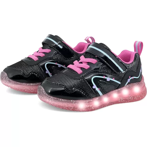 imageSKYWHEEL Boys Girls Sneakers Light up for Toddler Size 5 to Little Kids Size 2Black Velcro Toddler Shoes