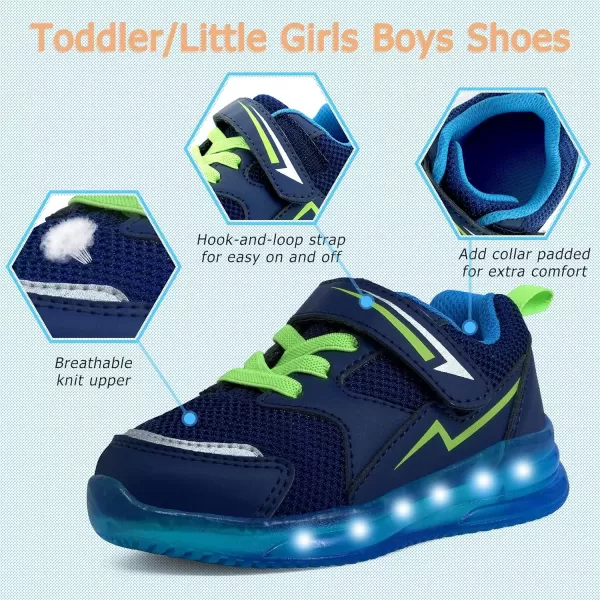 imageSKYWHEEL Boys Girls Sneakers Light up for Toddler Size 5 to Little Kids Size 2Dark Blue Light Up Shoes